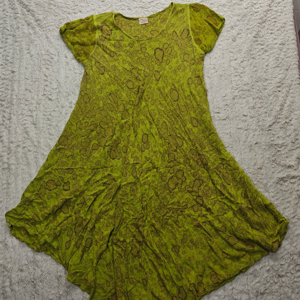 VTG Boho Fairy Midi Dress Womens Free Size Handkerchief Hem Grunge Renaissance